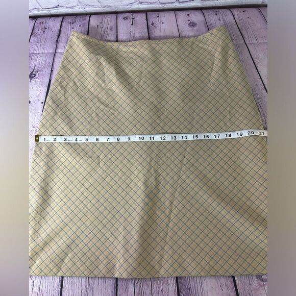 Hennes Collection Tan Blue Minimalist Academia Lined A-line Midi Skirt Size 12 - Picture 8 of 9